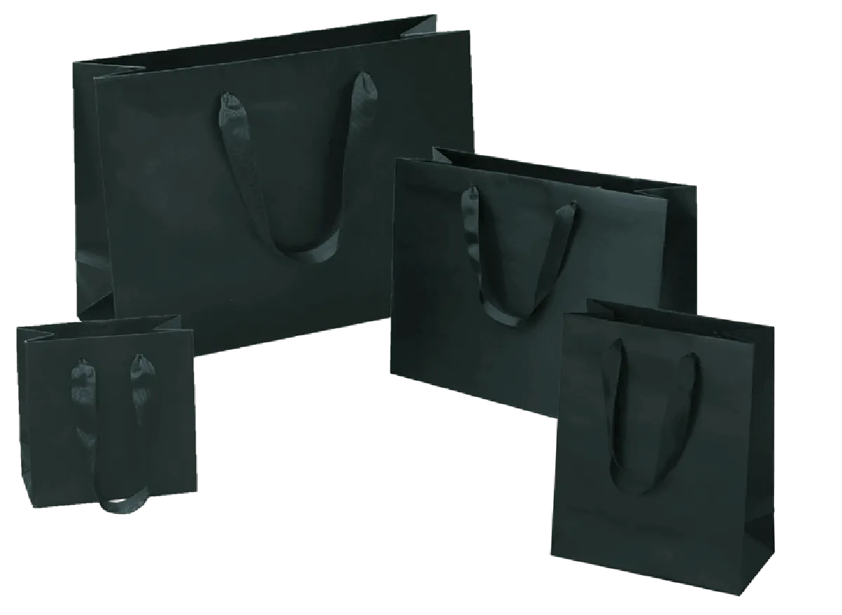 Matte Black Manhattan Shoppers (Ribbon Handles)