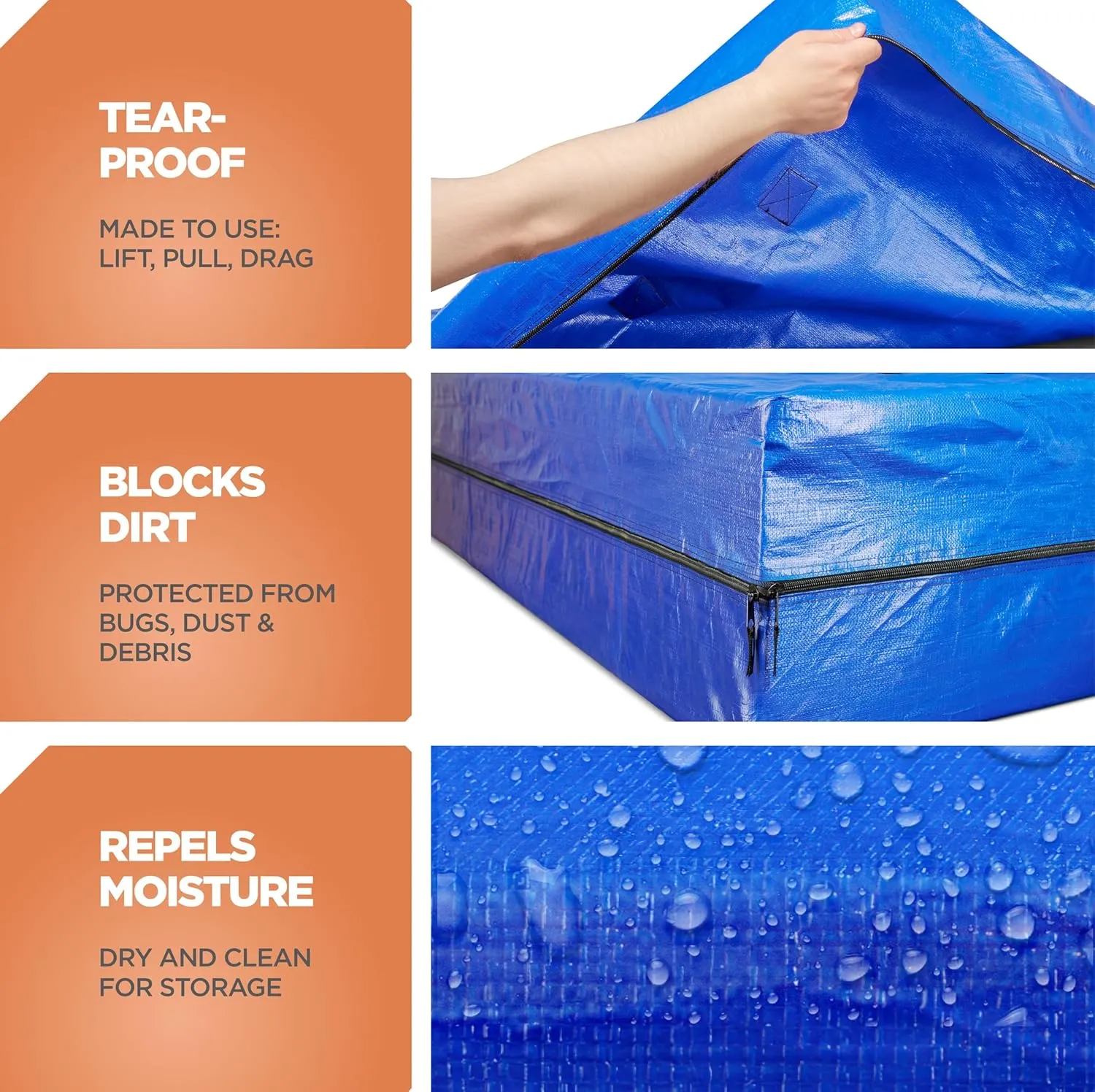 Mattress Bags For Moving With 8 Handles – King Size Mattress Moving Bag – Tear-Proof Mattress Storage Cover With Dual Zippers – Reusable Mattress Moving Bags For Transport & Storage Mattress Protector
