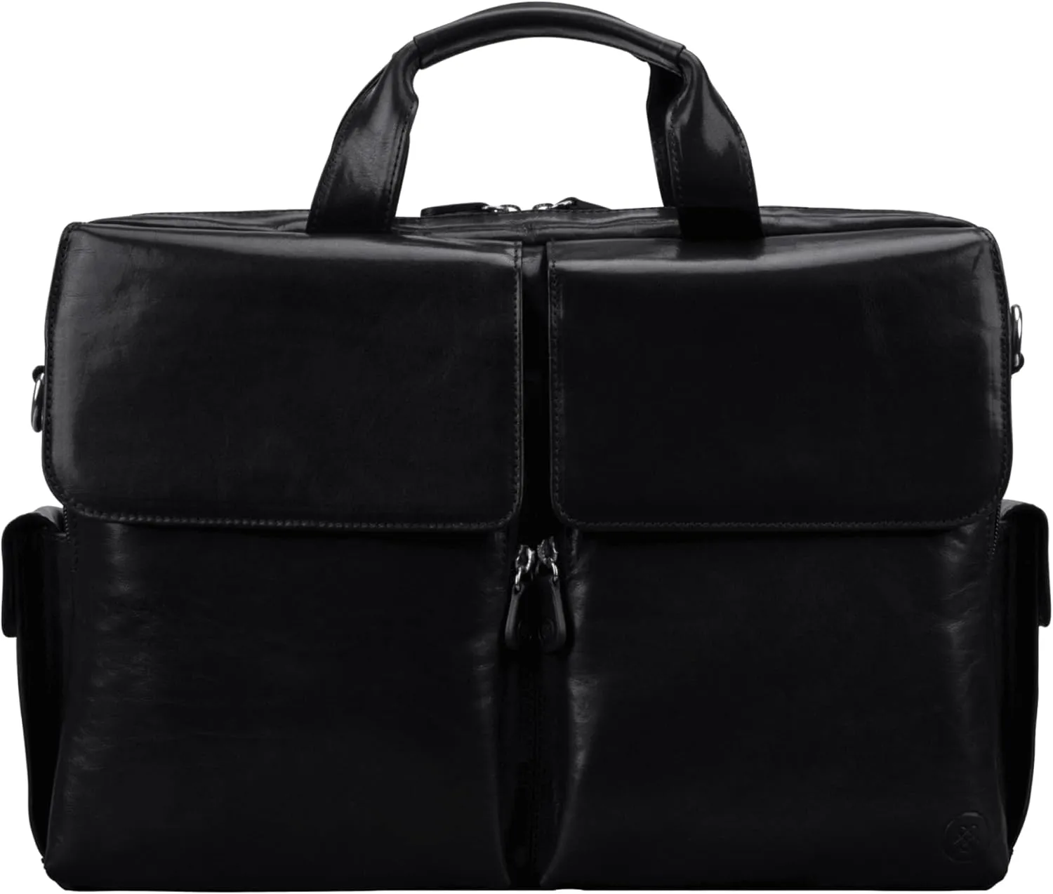 Maxwell Scott - Mens Luxury Light Leather Business Briefcase and Padded Shoulder Strap - Made in Italy - The Lagaro