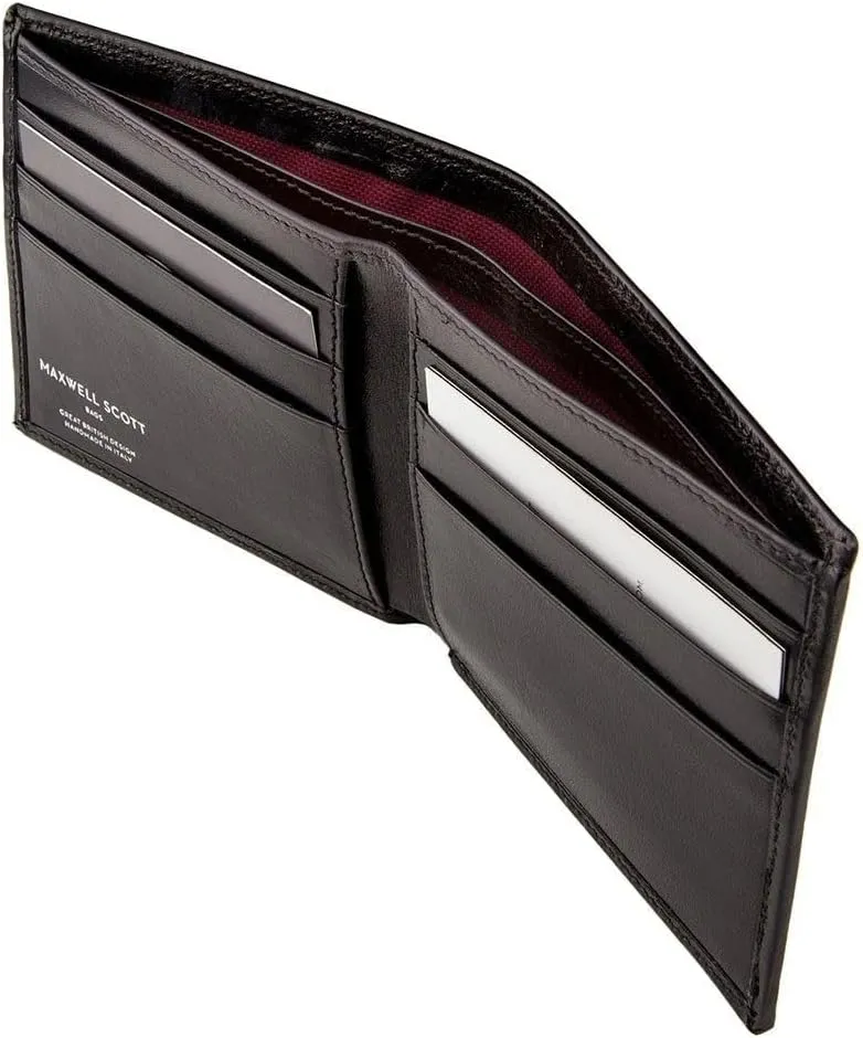 Maxwell Scott - Personalized Luxury Leather RFID Billfold Wallet for Men - Handmade in Italy - The Vittore RFID Black