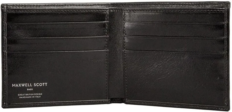 Maxwell Scott - Personalized Luxury Leather RFID Billfold Wallet for Men - Handmade in Italy - The Vittore RFID Black