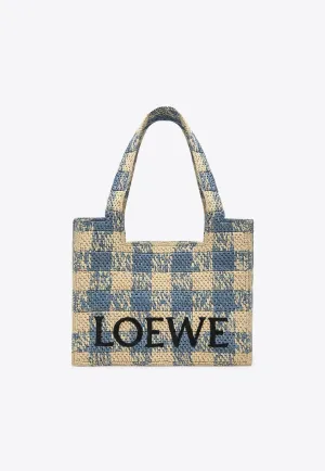 Medium Font Woven-Raffia Tote Bag