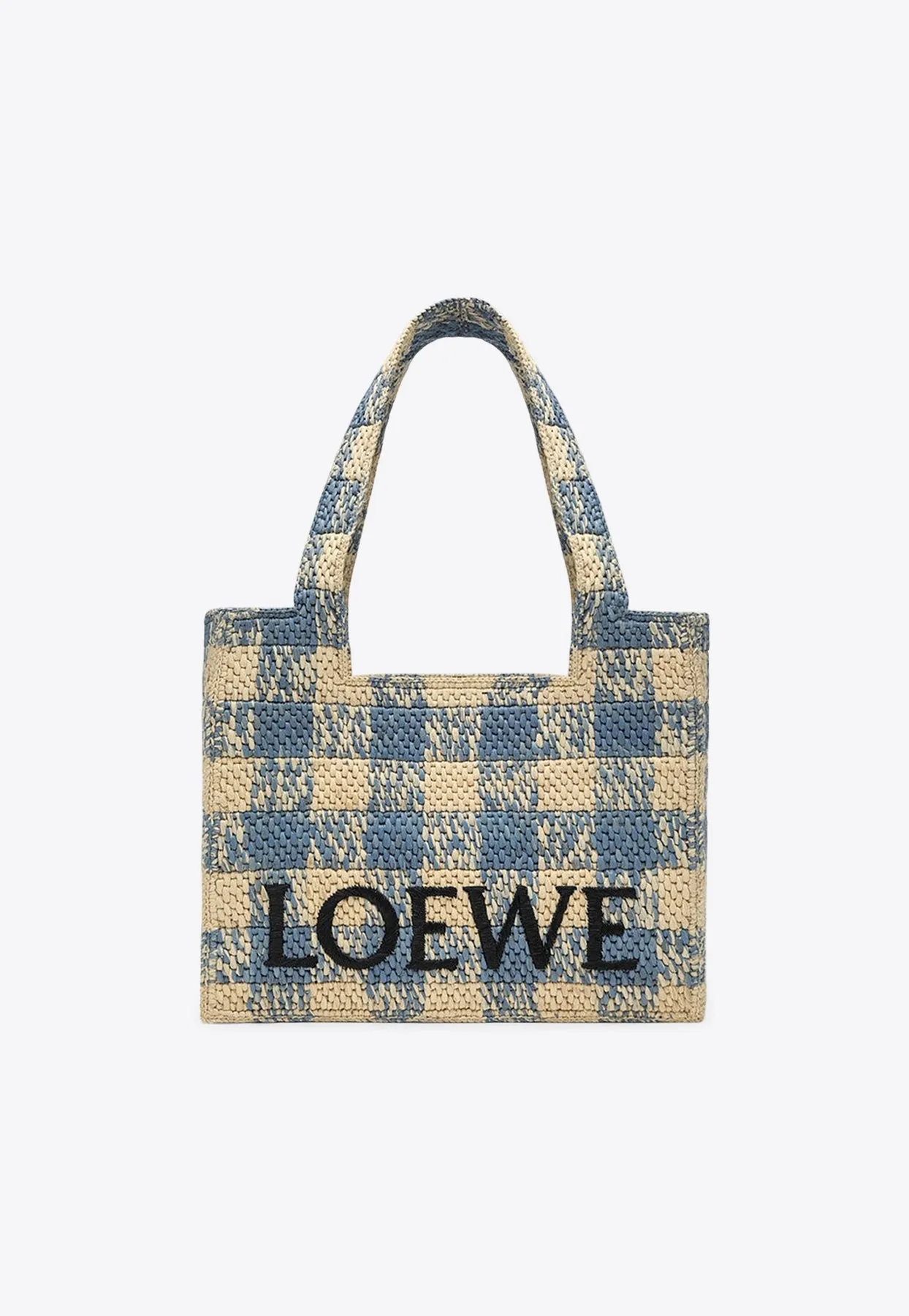 Medium Font Woven-Raffia Tote Bag