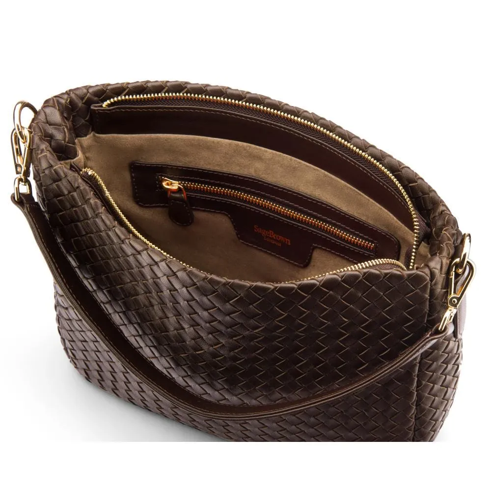 Melissa Slouchy Leather Woven Bag - Brown