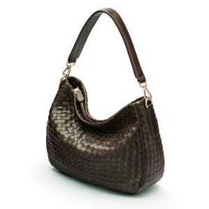 Melissa Slouchy Leather Woven Bag - Brown