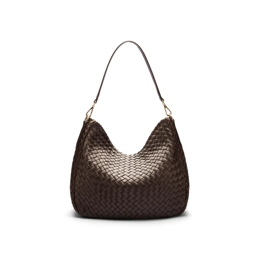 Melissa Slouchy Leather Woven Bag - Brown