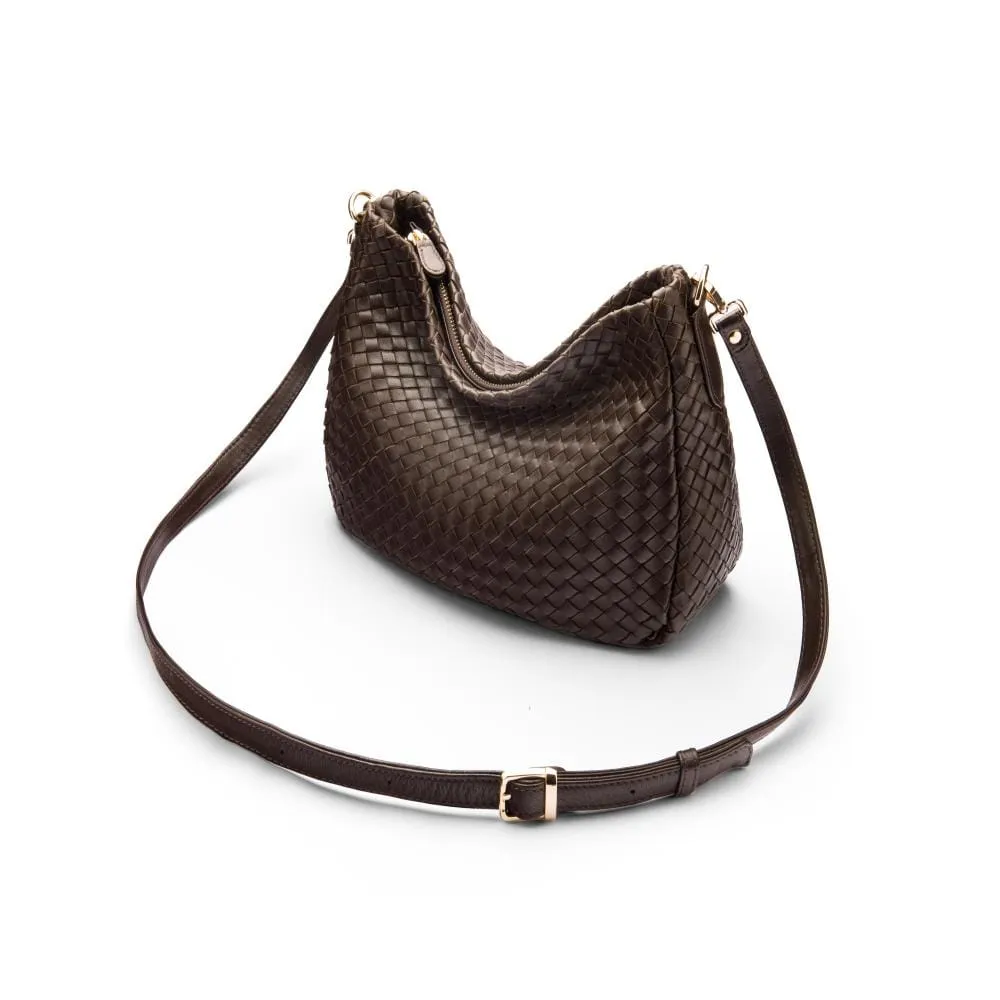 Melissa Slouchy Leather Woven Bag - Brown