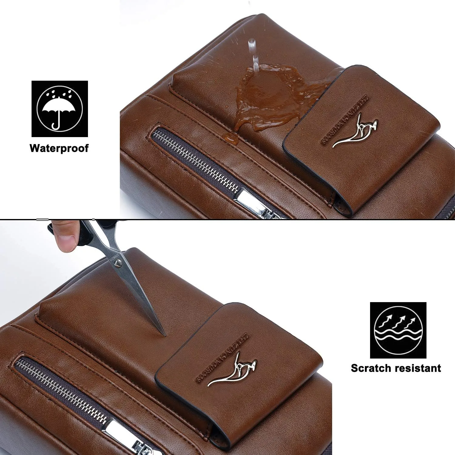 Men's Leather Sling Bag Chest Shoulder Bags Anti-theft Backpack Purse