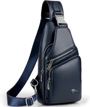 Men's Leather Sling Bag Chest Shoulder Bags Anti-theft Backpack Purse