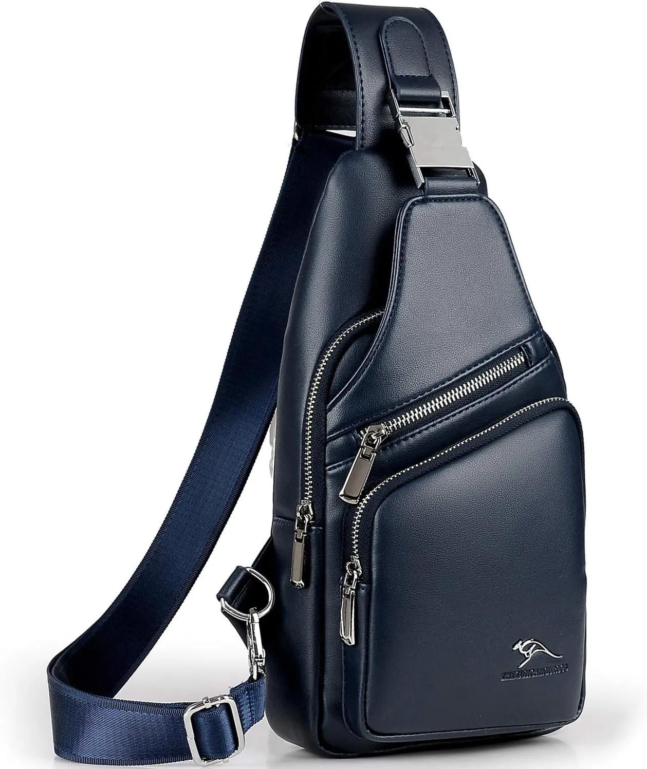 Men's Leather Sling Bag Chest Shoulder Bags Anti-theft Backpack Purse