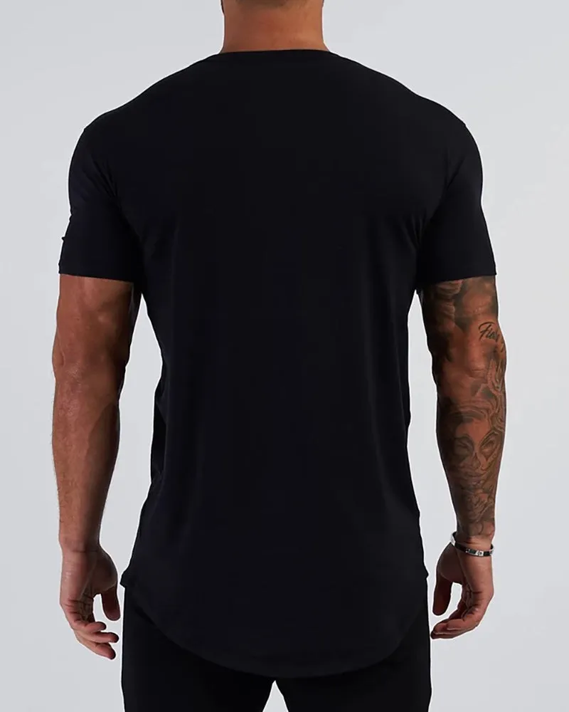 Men's Solid Color Printed Sports Wear T-shirt M-2XL