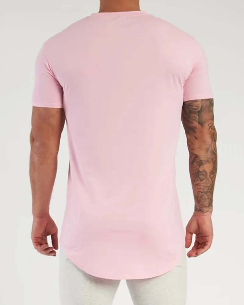 Men's Solid Color Printed Sports Wear T-shirt M-2XL