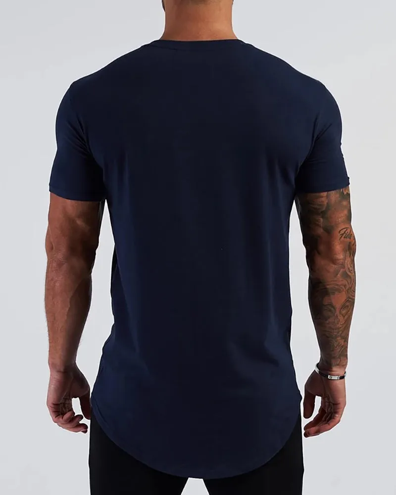 Men's Solid Color Printed Sports Wear T-shirt M-2XL