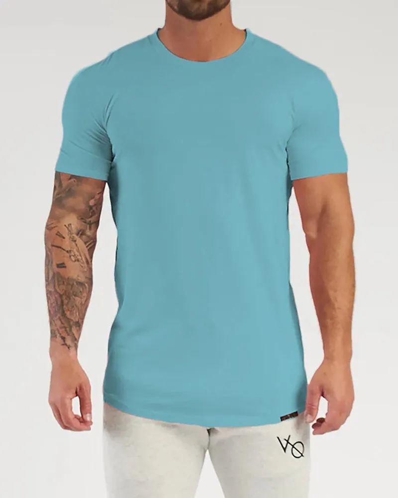 Men's Solid Color Printed Sports Wear T-shirt M-2XL