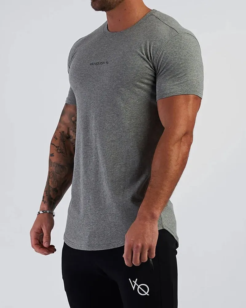 Men's Solid Color Printed Sports Wear T-shirt M-2XL