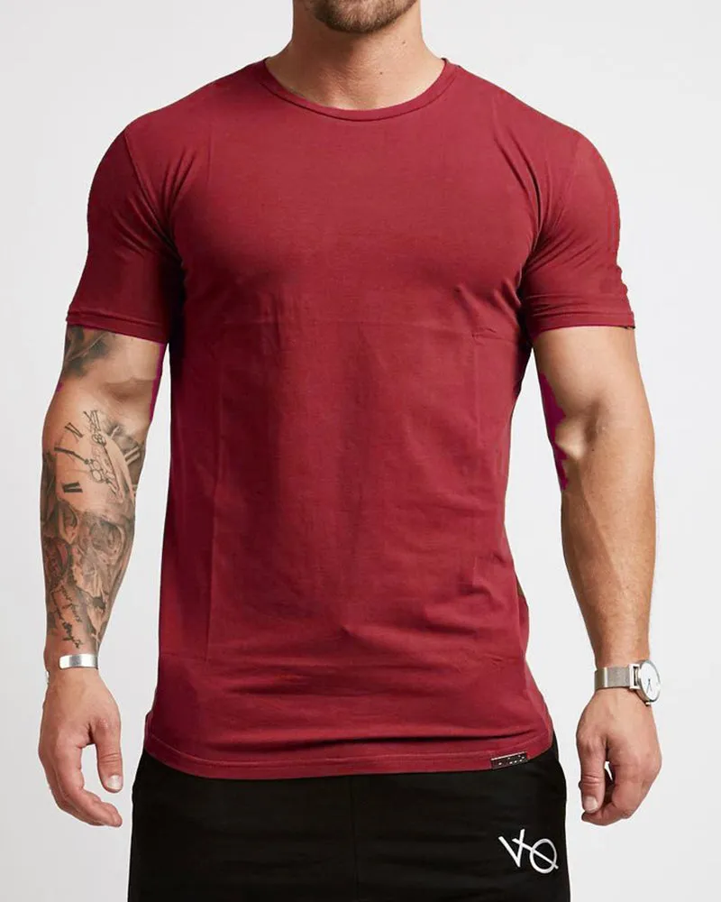 Men's Solid Color Printed Sports Wear T-shirt M-2XL