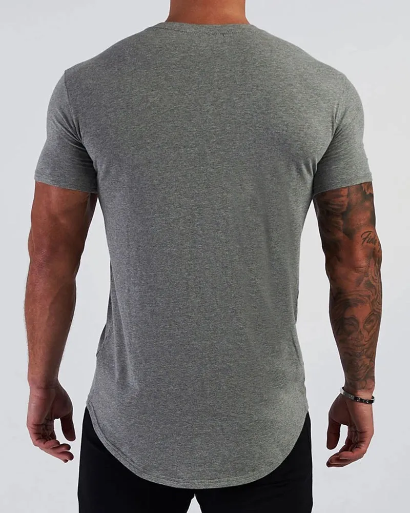 Men's Solid Color Printed Sports Wear T-shirt M-2XL