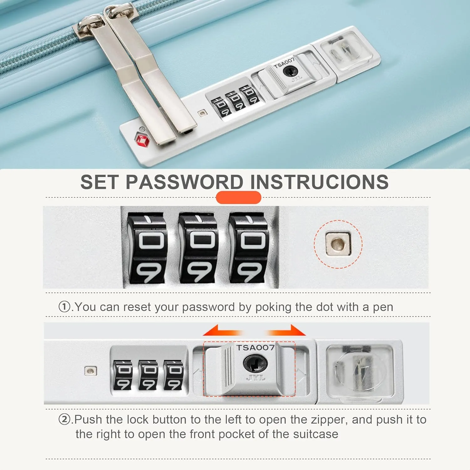 Merax 3Pc Suitcase Sets Front Opening with USB Port Hardshell Carry On Luggage with Cup Holder, Light Blue, 20/24/28 in