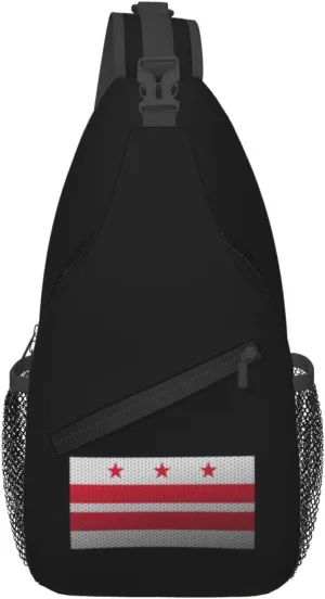 Mesh Style Flag Of The District Of Columbia Crossbody Bags For Women Men Chest Backpack Gym Shoulder Bag Travel Outdoor Sports Casual Crossbody Bags