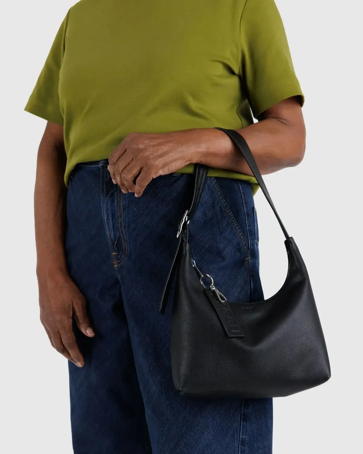 Mini Recycled Leather Shoulder Bag - Black