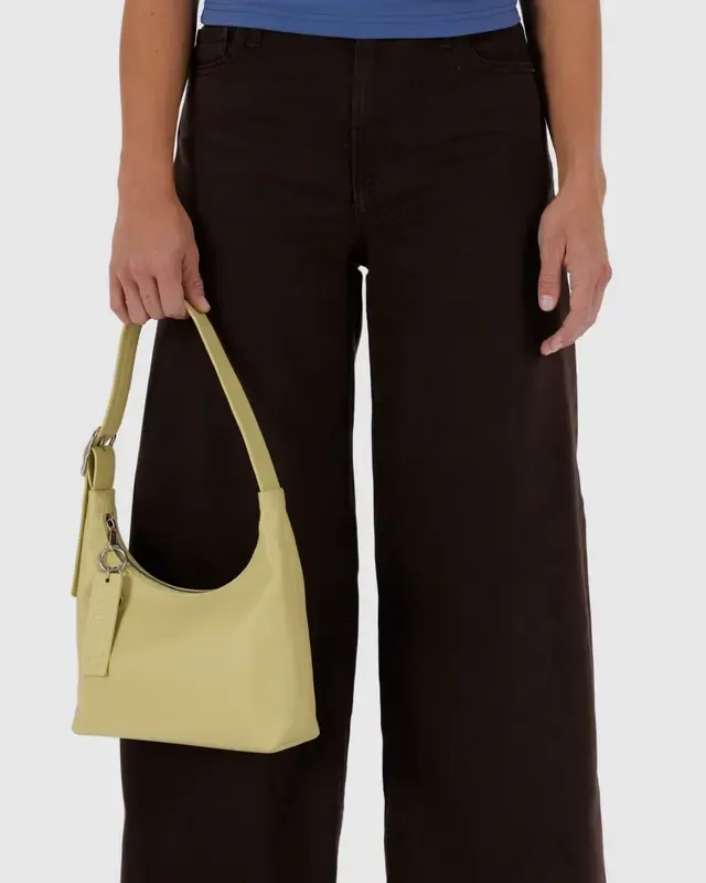 Mini Recycled Leather Shoulder Bag- Straw