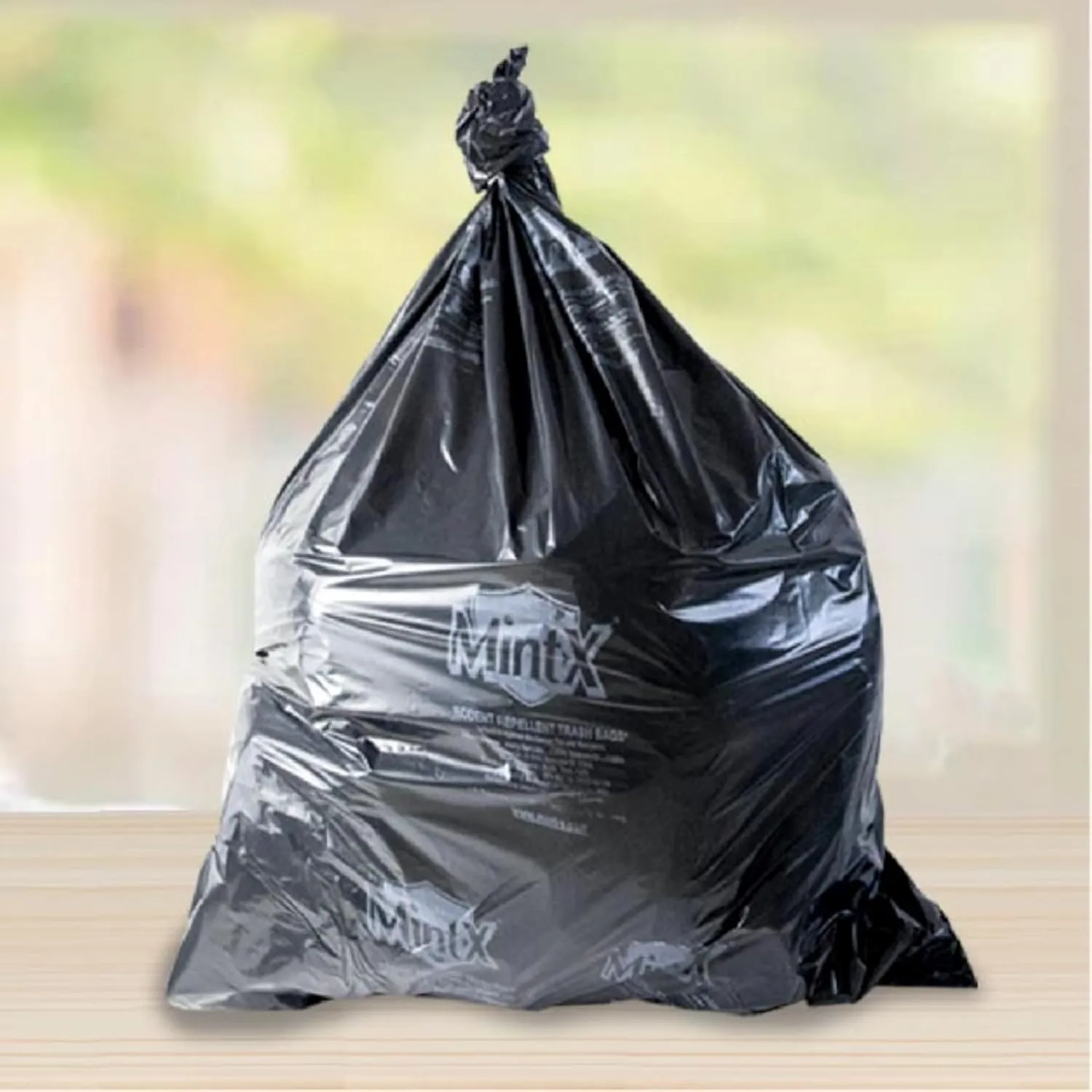 Mint-X Rodent Repellent Trash Bags, 1.3 Mil, Flat Seal, 46" Height x 33" Length, Black (Pack of 100) - MX3346XHB