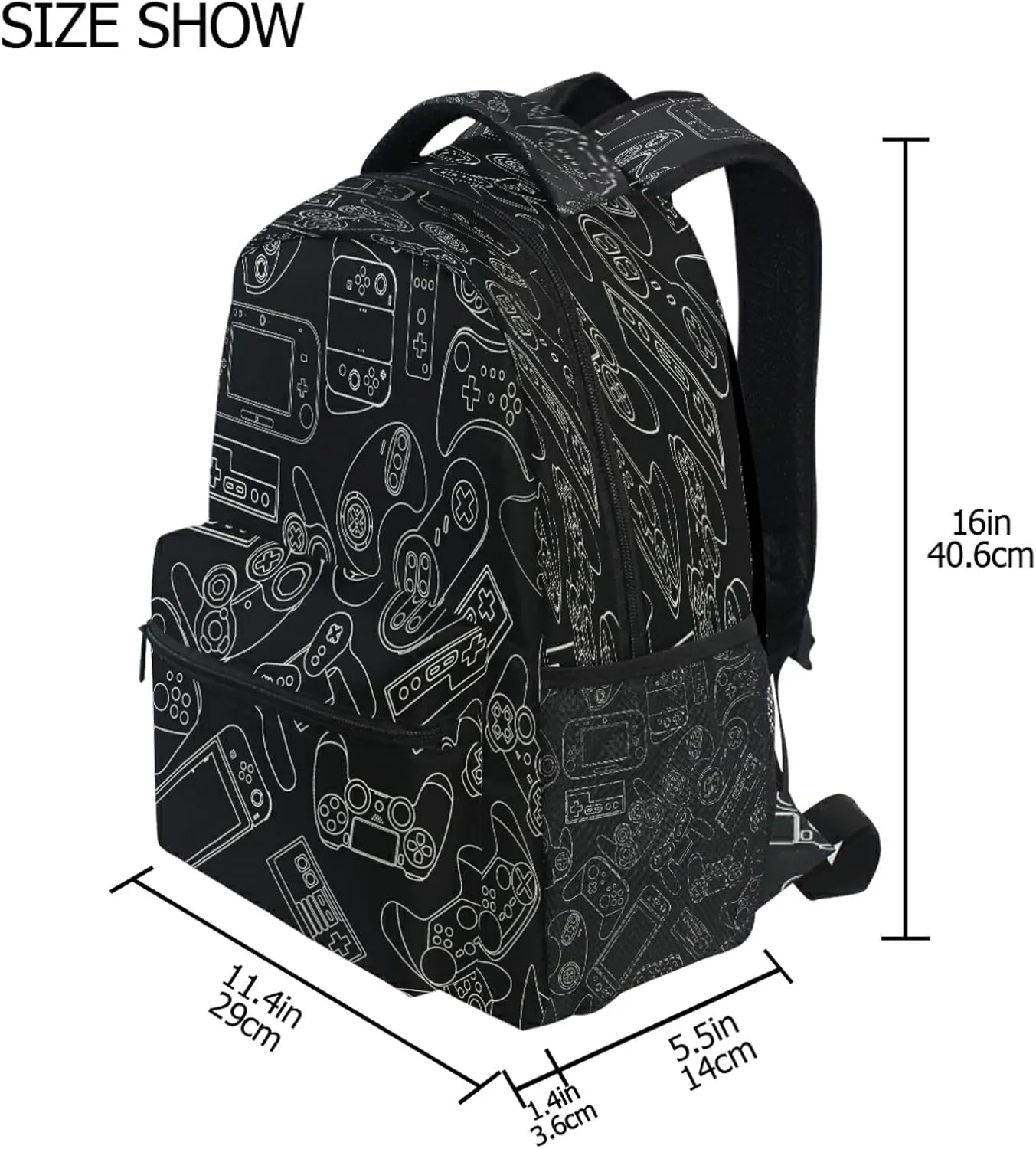 MNSRUU Gamepad School Backpack for Kid 5-12 yrs,Game Controller Backpack Boy School Bag