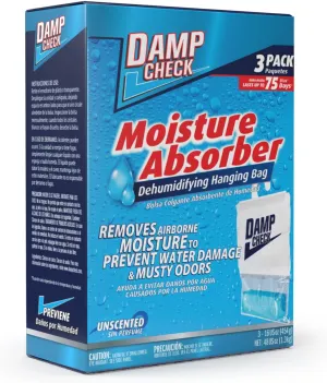 Moisture Absorber Hanging Bags, 16 Ounce, 3 Pack – Fragrance Free, Long-Lasting, Eliminates Musty Odors, Ideal for Closets and Small Spaces (15000-03)