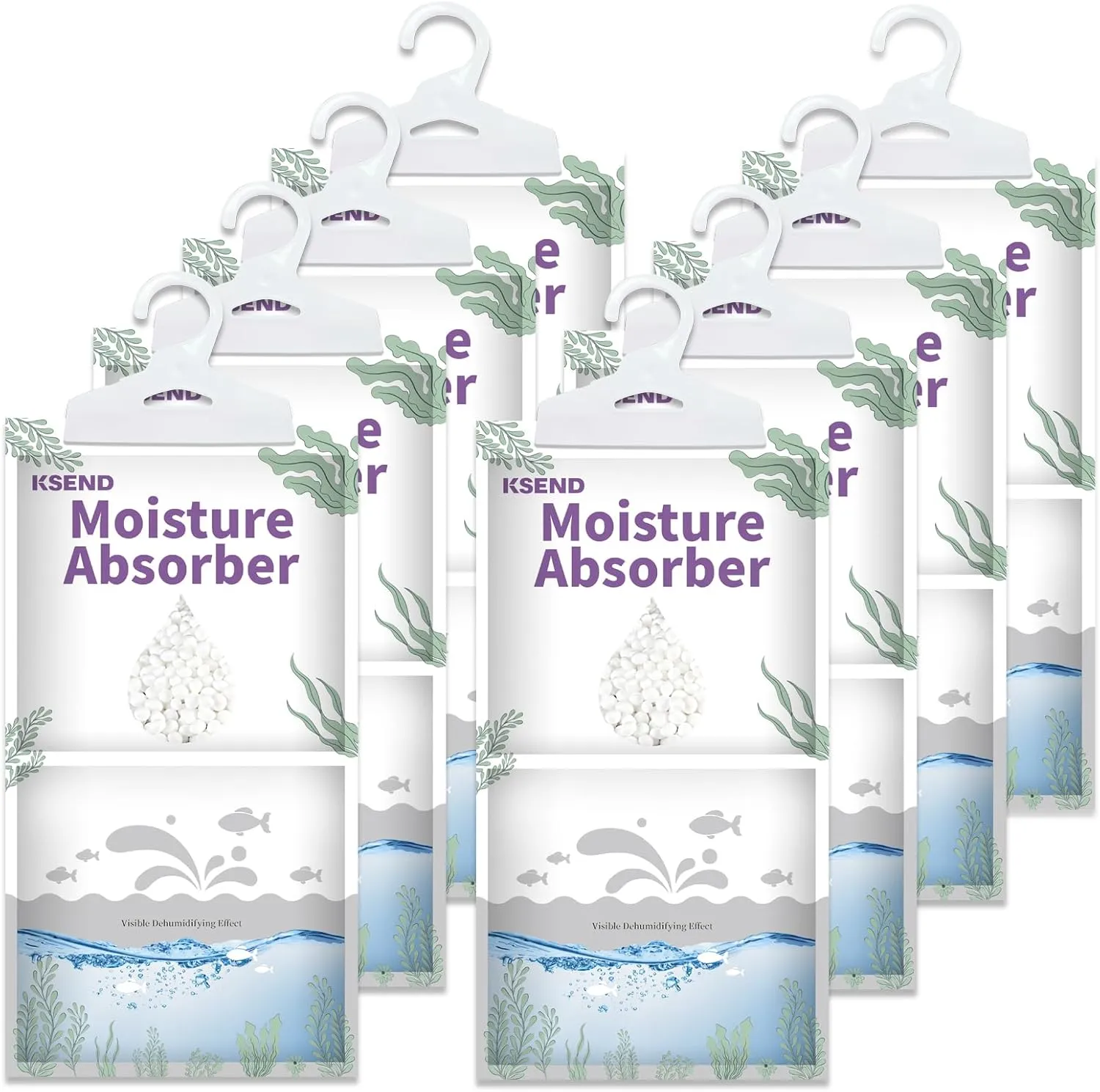 Moisture Absorbers, 8 Pack, 9.8 Oz Fragrance-Free Dehumidifier Bags, Portable Humidity Bags, Moisture Hanging Bag, Dehumidifier Packs for Closet, Bathroom, Kitchen, 11.8'' x 6.3''