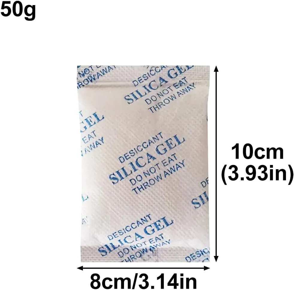 Moisture Absorbers Silica Packets 50 Gram 10 Packs Food Grade Silica Gel Desiccant Packs Moisture Control Dehumidifier Bags for Storage