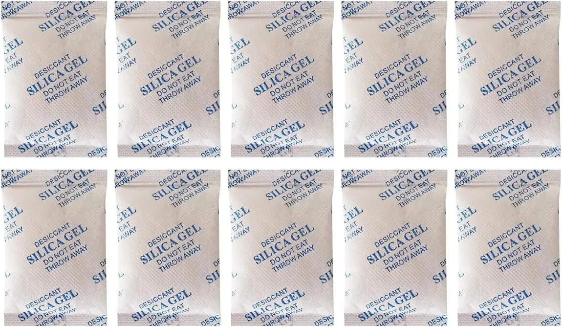 Moisture Absorbers Silica Packets 50 Gram 10 Packs Food Grade Silica Gel Desiccant Packs Moisture Control Dehumidifier Bags for Storage