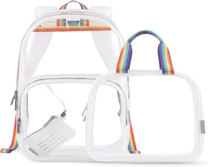 mommore Clear Backpack Durable Clear Bookbags Transparent Backpack for School, Work, Security