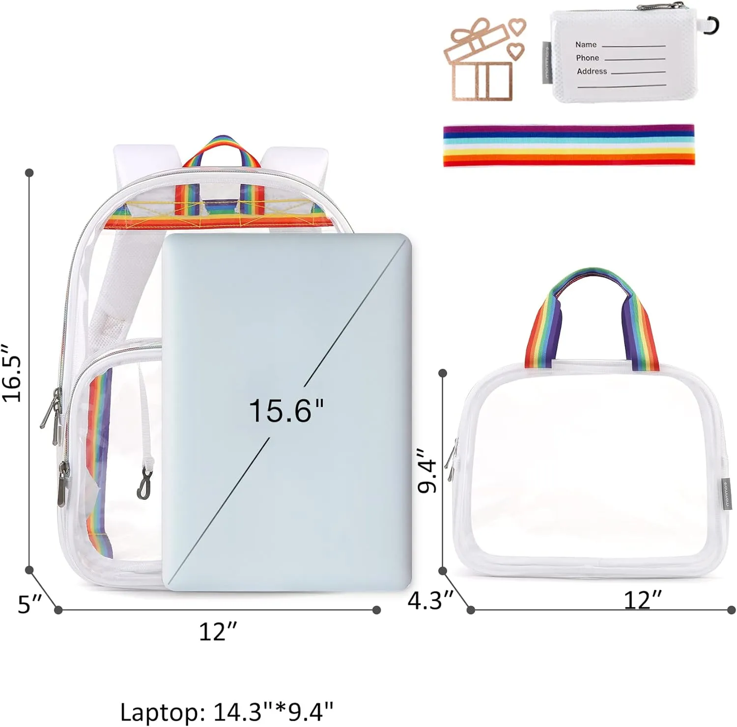 mommore Clear Backpack Durable Clear Bookbags Transparent Backpack for School, Work, Security