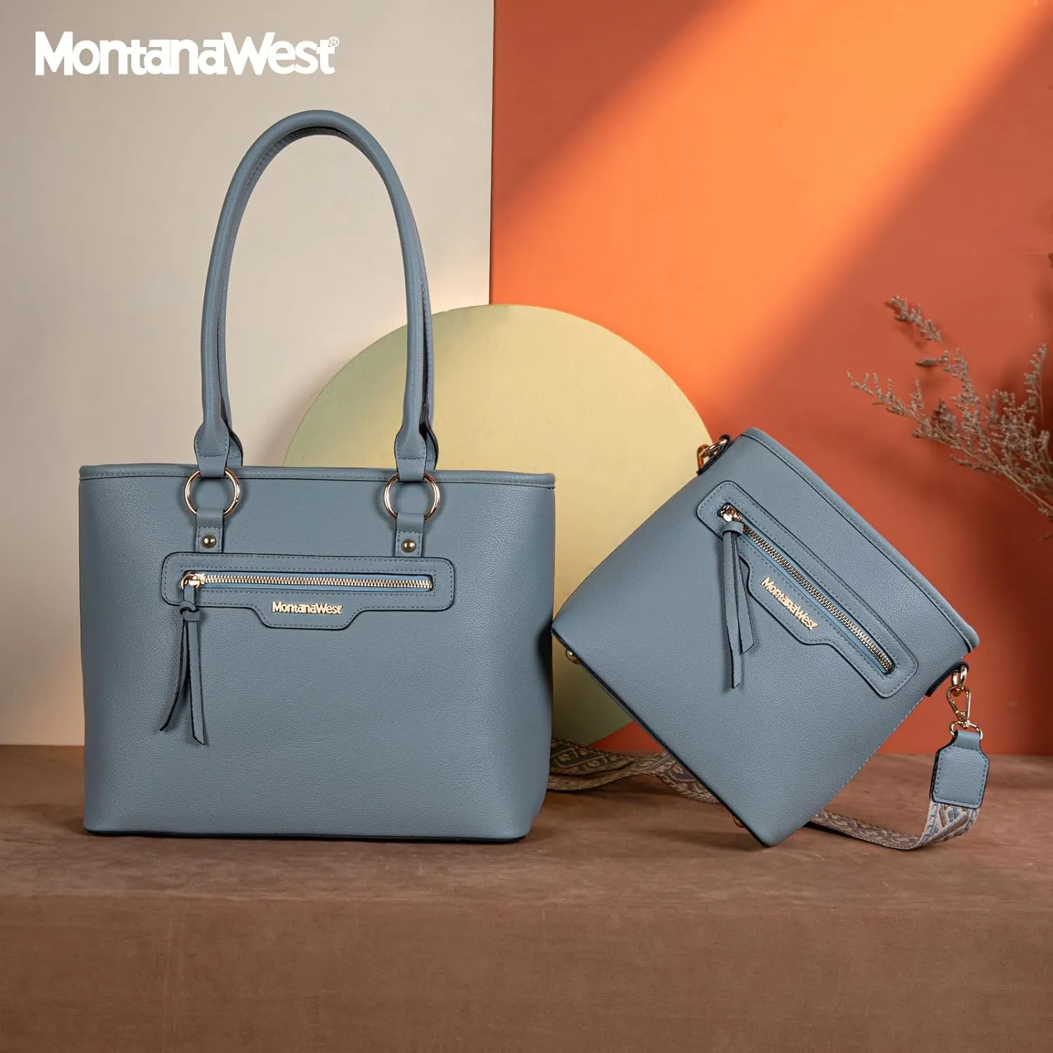 Montana West 2Pcs Handbags Sets for Women Large Tote Bags Cute Crossbody Purses