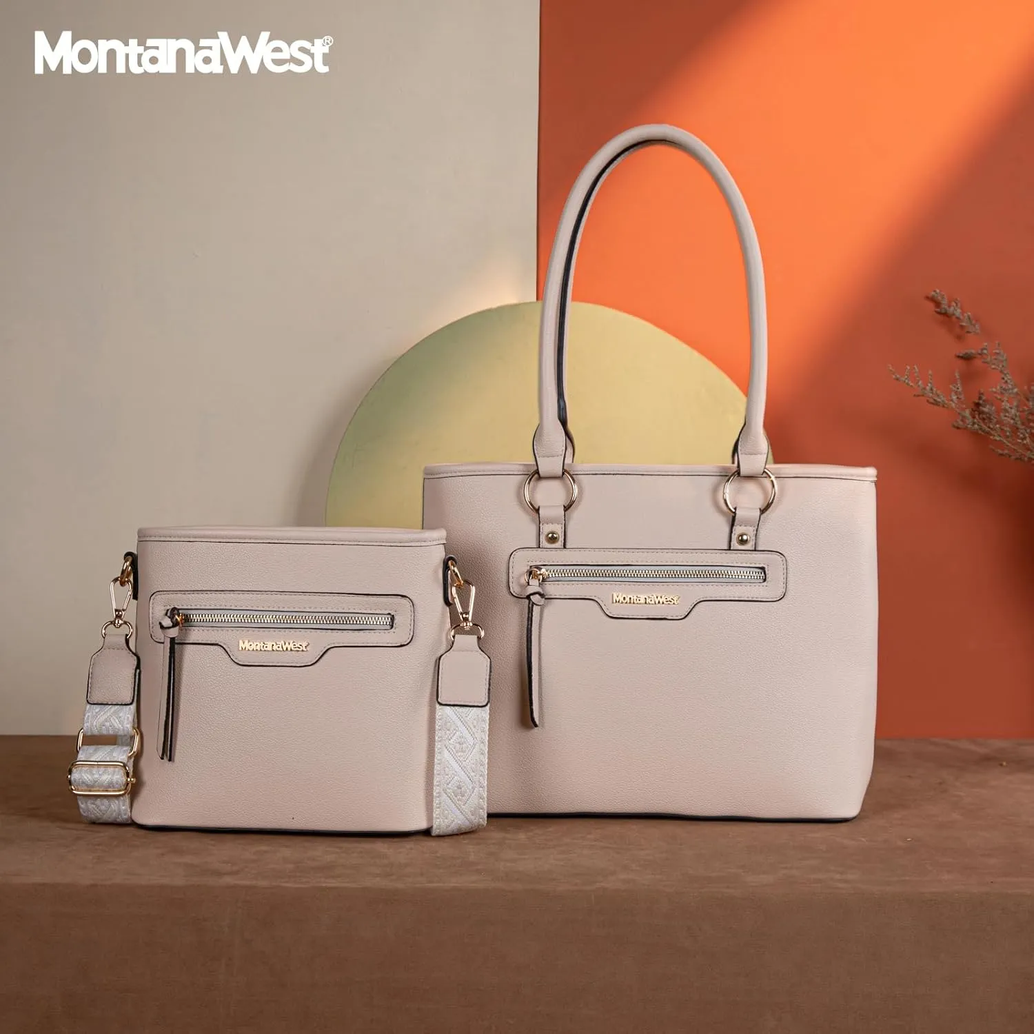 Montana West 2Pcs Handbags Sets for Women Large Tote Bags Cute Crossbody Purses