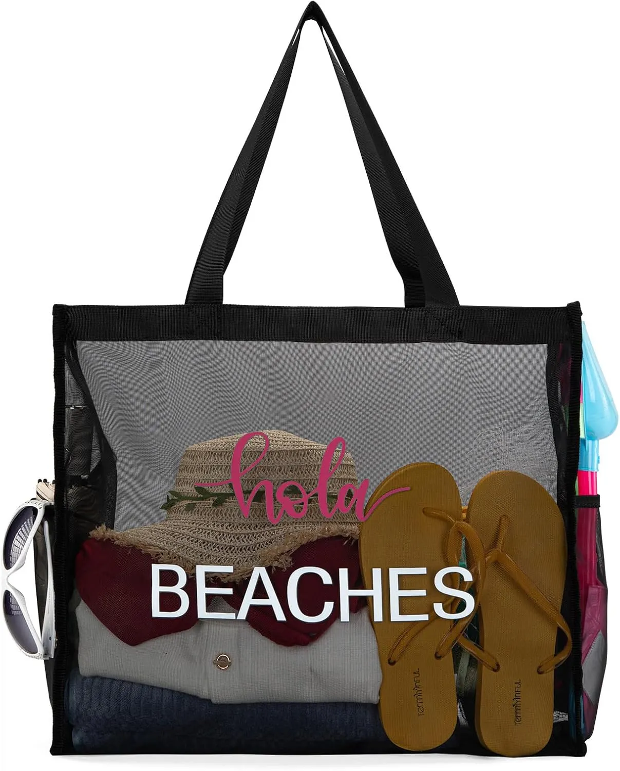 Montana West Large Mesh Beach Tote Bag Net Mesh Pool Bag with Two Pockets