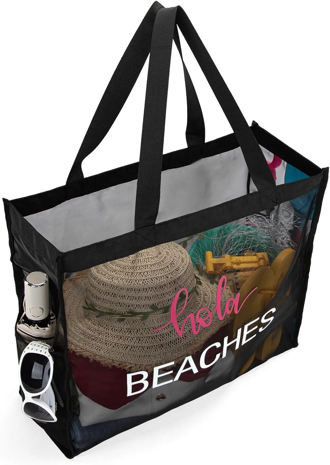 Montana West Large Mesh Beach Tote Bag Net Mesh Pool Bag with Two Pockets