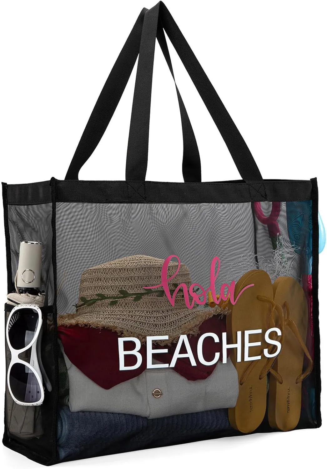Montana West Large Mesh Beach Tote Bag Net Mesh Pool Bag with Two Pockets