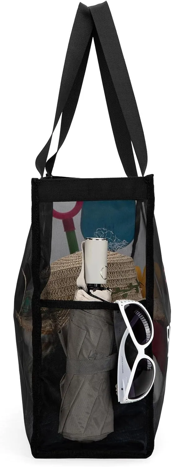 Montana West Large Mesh Beach Tote Bag Net Mesh Pool Bag with Two Pockets