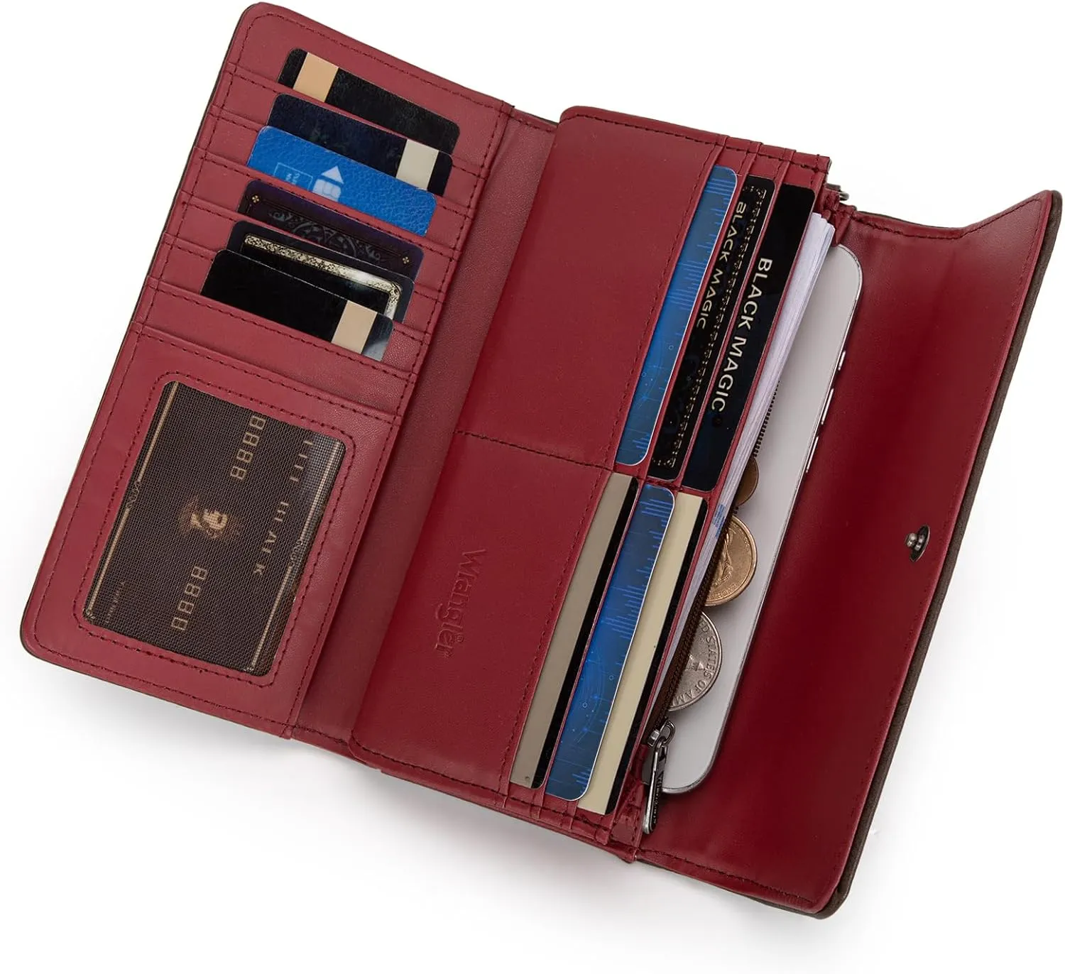 Montana West X Wrangler Wallet for Women Phone Wristlet Wallet Ladies Felame Large Capacity Clutch Wallets with Coin Purse