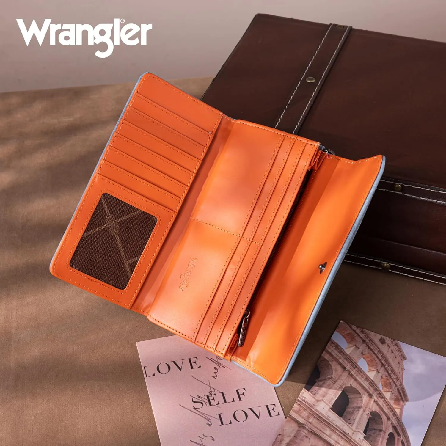 Montana West X Wrangler Wallet for Women Phone Wristlet Wallet Ladies Felame Large Capacity Clutch Wallets with Coin Purse