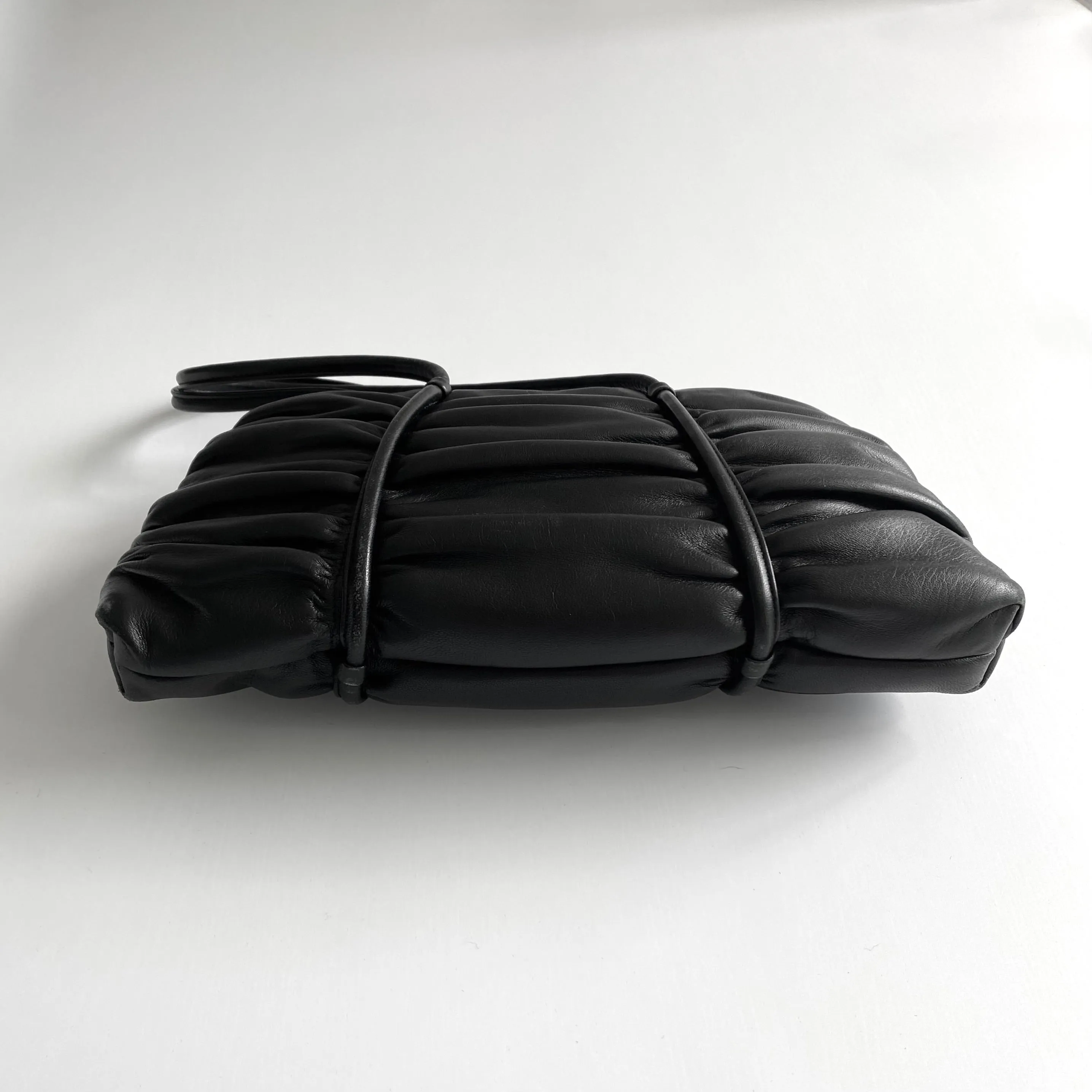 Moschino black woven leather shoulder bag