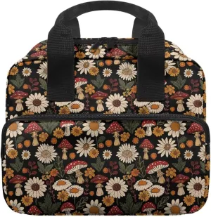 Mushroom Sunflower Daisy Bible Case for Women Bible Cover with Top Handle Large Womens Bible Cover Case Portable Bible Bag with Handle Lightweight Church Bag for Worship