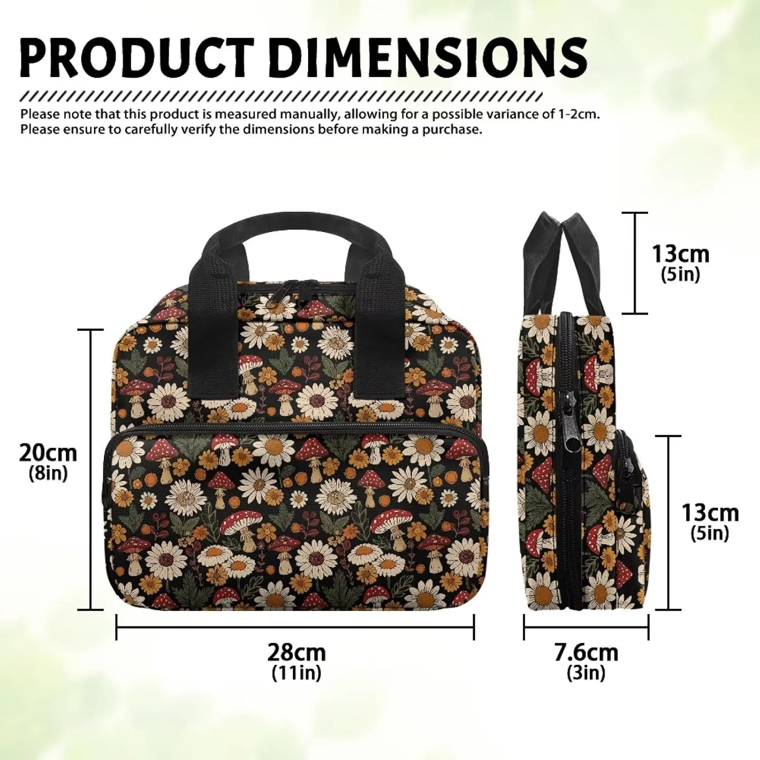 Mushroom Sunflower Daisy Bible Case for Women Bible Cover with Top Handle Large Womens Bible Cover Case Portable Bible Bag with Handle Lightweight Church Bag for Worship