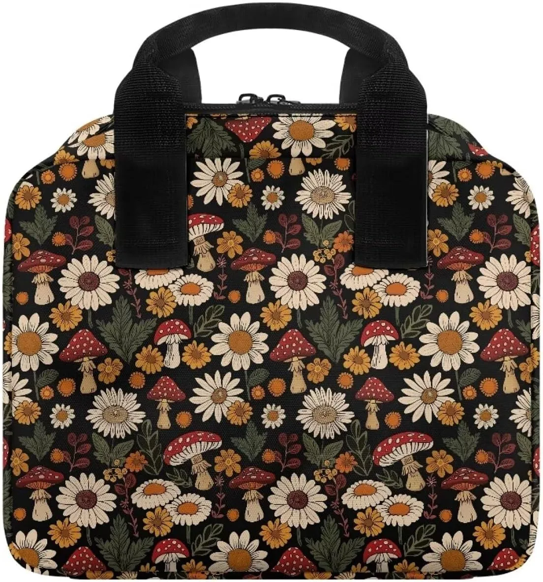 Mushroom Sunflower Daisy Bible Case for Women Bible Cover with Top Handle Large Womens Bible Cover Case Portable Bible Bag with Handle Lightweight Church Bag for Worship