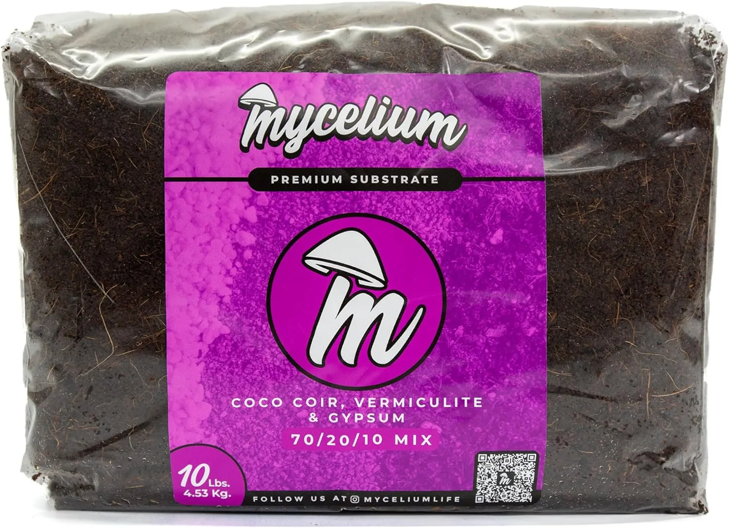 Mycelium Mushroom Growing Kit I CVG Substrate (Coco Coir, Vermiculite, Gypsum) Proprietary Blend for High Yield Cultivation I Organic Mushroom Grow Bag for Starter & Pro Home Growers, 10lbs