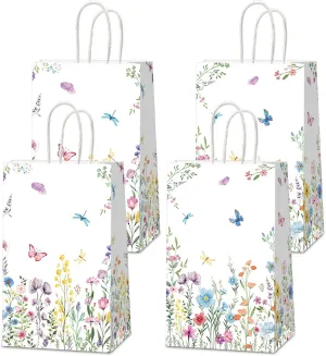 Naozinebi 24Pcs Floral Gift Bags Wildflower Party Favors Wedding Welcome bags Wildflower Candy Treat Bags with Handle Wild Floral Thank You Bags for Wedding Baby Shower Tea Birthday Party Supplies