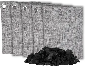 Nature Fresh Air Purifying Bags | 5 Pack - Large 200g | All Natural Air Freshener | Charcoal Odor Eliminator and Moisture Absorber | Deodorizer for Pet, Car, Closet and Room | By OLIVIA & AIDEN