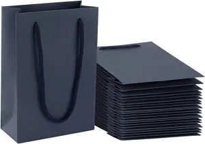 Navy Paper Bag,Sdootjewelry Navy Blue Gift Bags 5.1 x 2.4 x 7.5" Kraft Paper Gift Bags with Handle 50 Pack Heavy Duty Matte Tote Paper Bags Shopping Small Retail Party Bags for Gift Favor Small Business