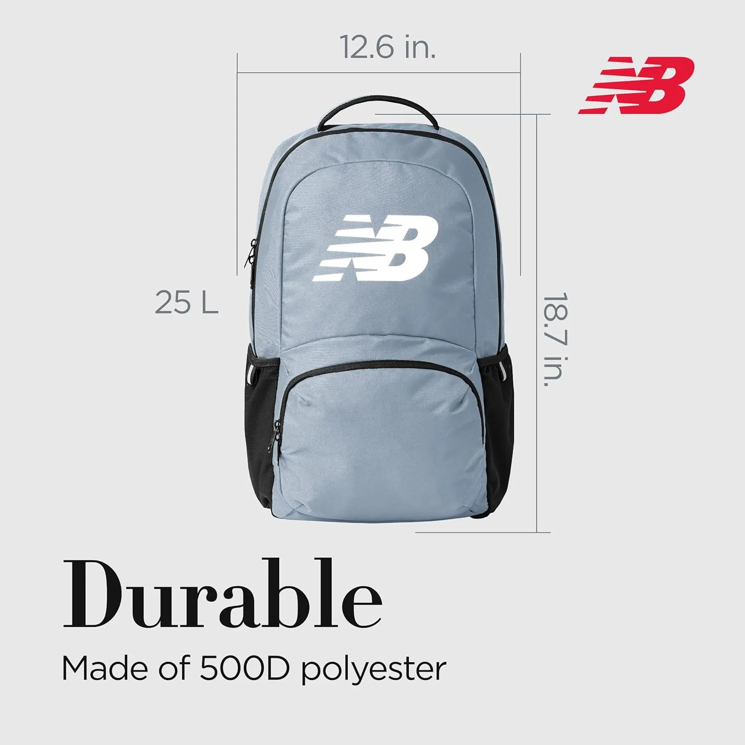 New Balance Laptop Backpack, Team Travel Sports Gym Bag for Men and Women, Grey, 18 Inch